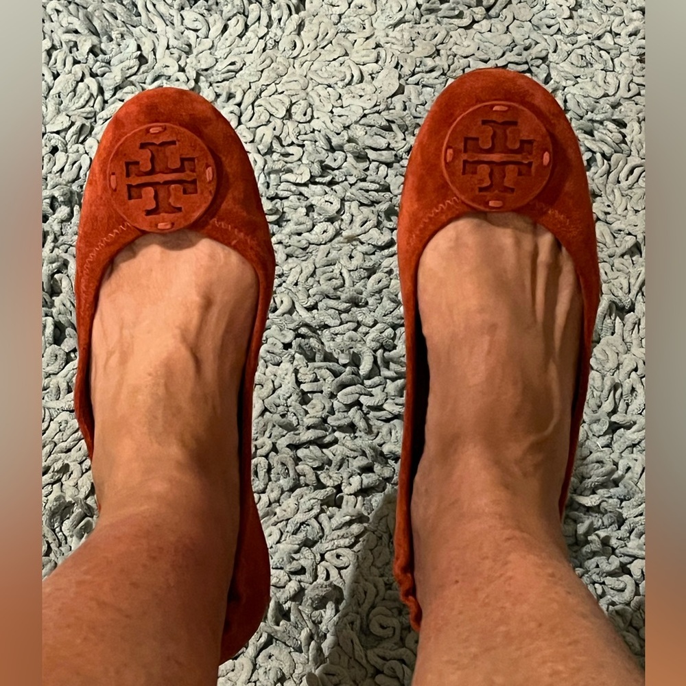 NWOT—TORY BURCH Women's Burnt Orange Suede Ballet Flats, Size 9 - Picture 9 of 10